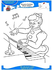 Çocuklar İçin Piano Boyama Sayfaları 
